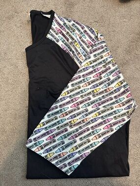 LuLaRoe Black Top with Pastel Crayon Print 1/2-3/4 Sleeve